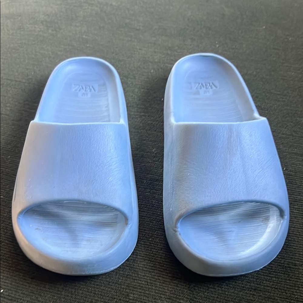 Zara Light Blue Slide Sandals